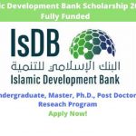 Islamic Development Bank (IsDB) 2020-2021 Undergraduate, Masters & PhD Scholarship Programme